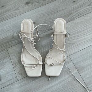 Alohas Beige Strappy Heels (Size: 39)